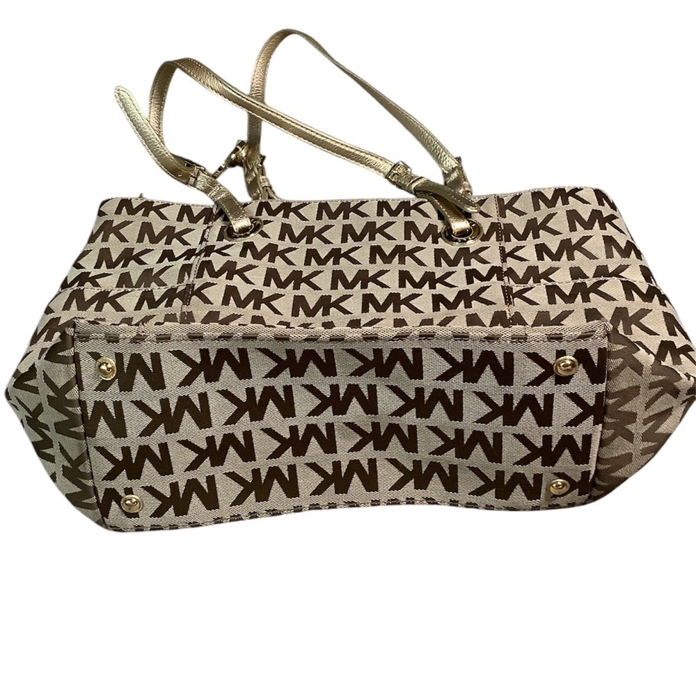 Michael Kors Brown and Gold Monogram Tote - Picture 3 of 6